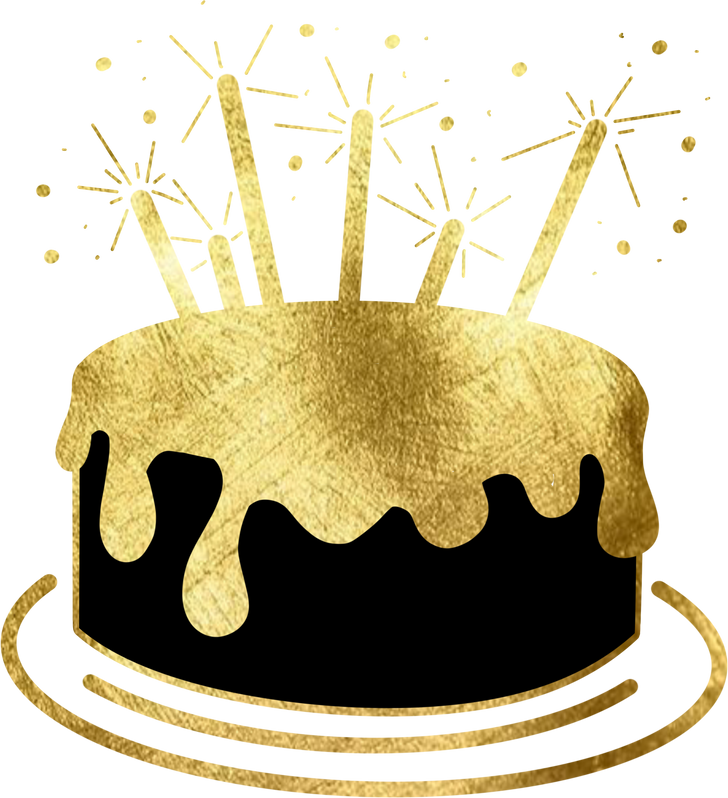 Gold Cake Birthday Illustration